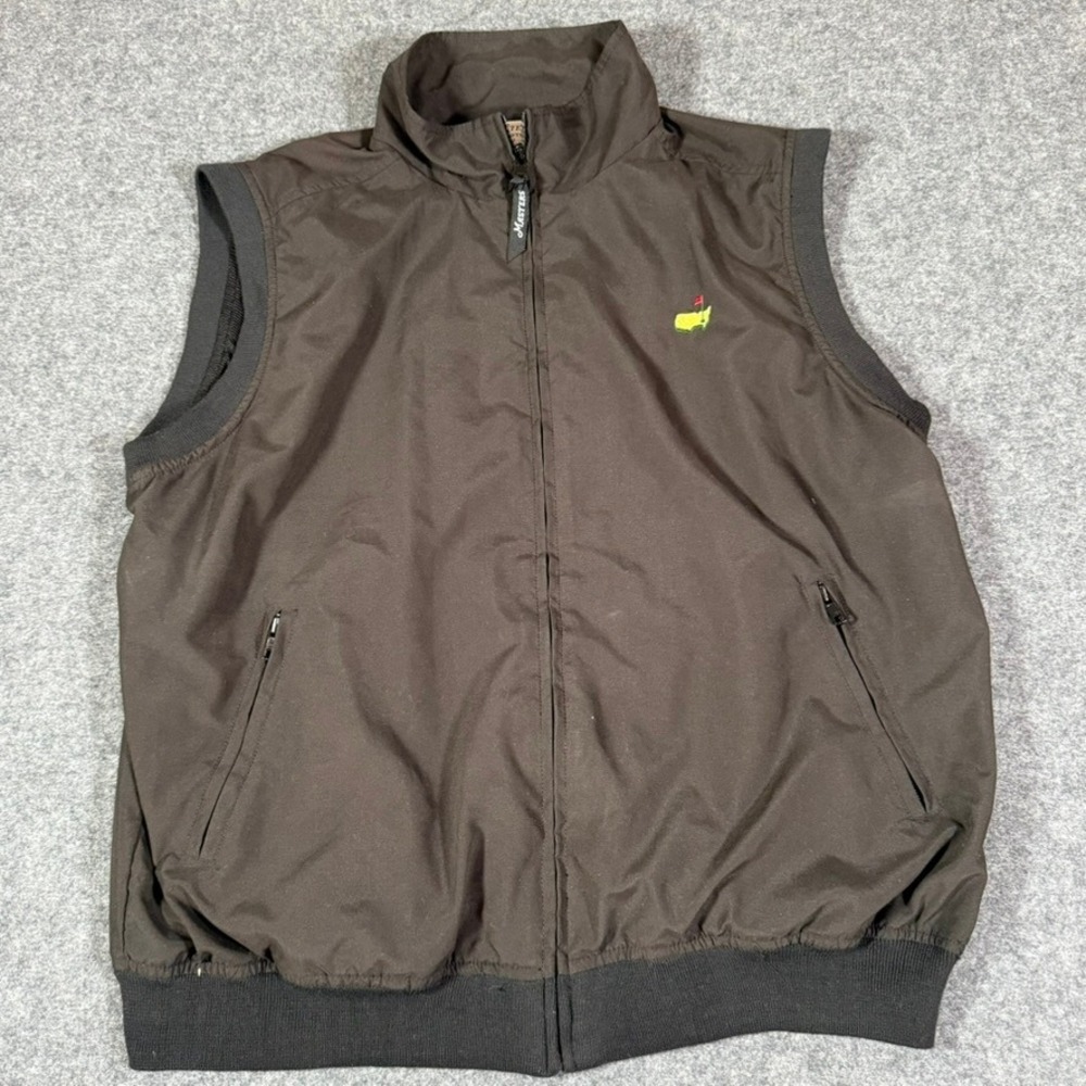 Masters Collection Golf Vest Mens XL Black Full Zip Microfiber Augusta Logo